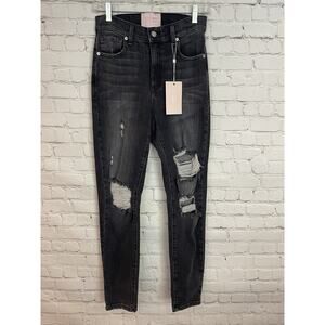 Revice Jeans Women 26 High Rise Skinnylight black wash destressed